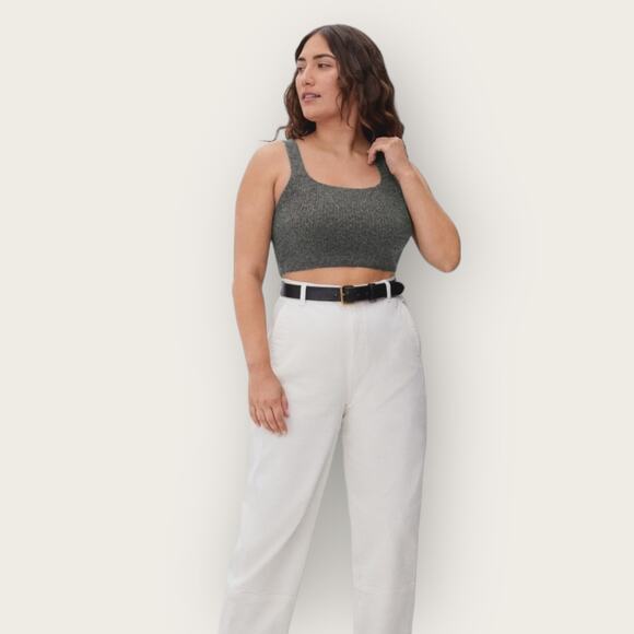 Everlane Cozy Stretch Cropped Tank Top Size M Gray Wool Sleeveless Layering Chic - Picture 4 of 8